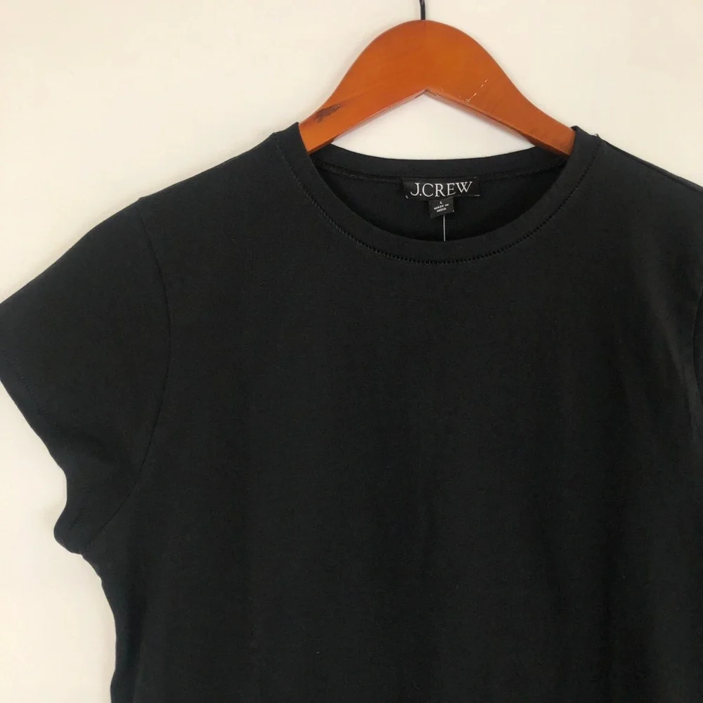 NEW J Crew Cotton Stretch Short Sleeve Shirt Black‎ Size L
